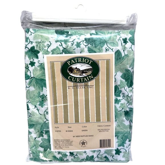 Vintage Curtain 84" Swag Ivy Print Cotton blend Window Valance New old stock - Picture 4 of 11